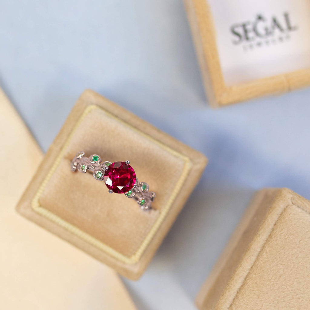 Leaves All Around White Gold Ruby Ring - Sydney 2ct No. 27